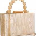 Acrylic Purses Evening Clutch Bag Marbling Handbags for Women Cross Body Bag with Pearl Chain Formal Wedding Prom Party (Apricot)