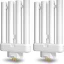 27W FML27-65K CFL Bulb, 6500K Daylight, 4-Pin GX10Q-4 Base Compact Fluorescent Light Bulb, Quad Tubes Replacement Bulb for Desk Lamp, Table Lamp, Reading Lamp, 4 Pin CFL Light Fixture- 2 Pack