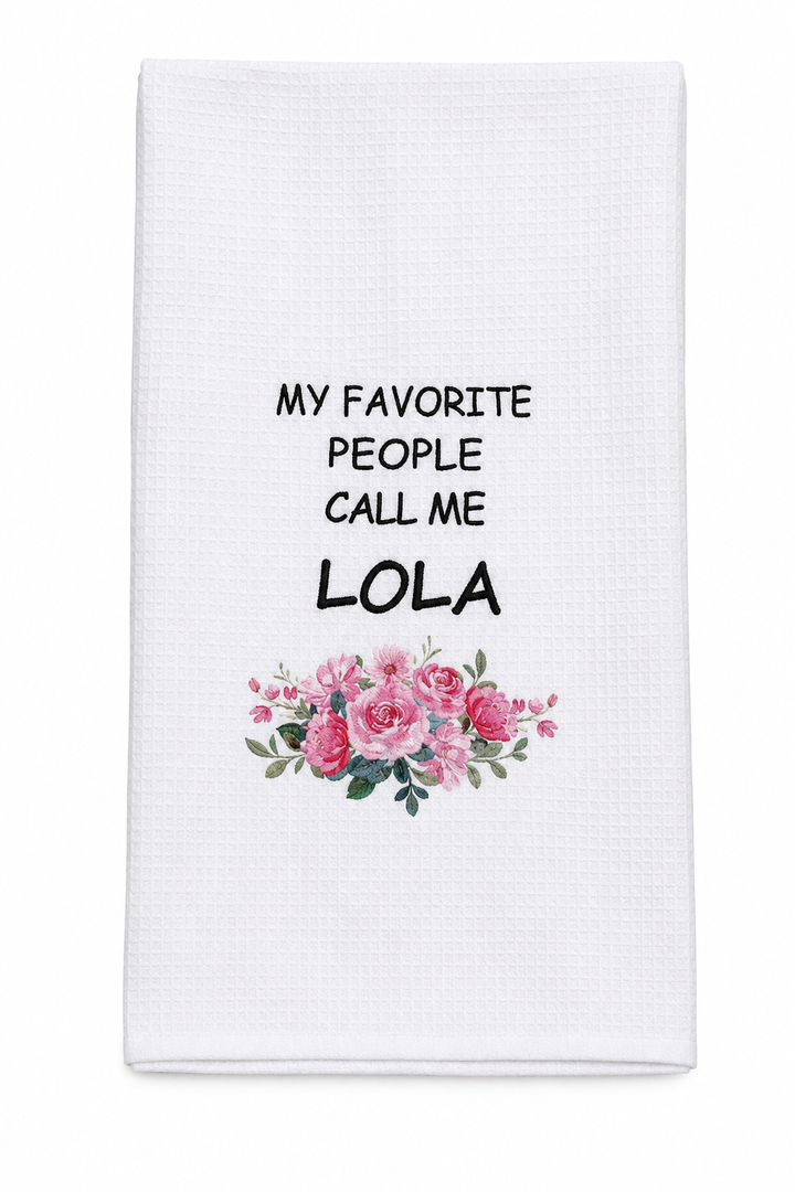 QZQE Lola Gifts Kitchen Towels, My Favorite People Call Me Lala Dish Tea Towels for Bathroom Kitchen, Grandma Gifts from Grandkids Decorative Hand Towel 16x24 Inch