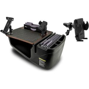 AutoExec Efficiency FileMaster Car Desk for Your Vehicle Workstation and Mobile Office, Mahogany with 400 watt Power Inverter, Phone Mount, Tablet Mount and Phone Vent Clip