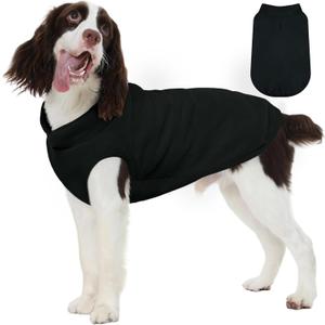 FUAMEY Dog Fleece Vest for Large Dogs,Warm Stretchy Dog Sweatshirts Pullover with Leash Hole Dogs Sweater Soft Pet Turtleneck Cozy Pet Vest Lightweight Sleeveless Black XL