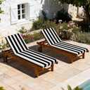 Only choice Outdoor Chaise Lounge Cushion Set of 2, 75" x 24" Lounge Chair Cushion Water-Resistant & Fade-Resistant for Lawn, Pool, Replacement Seat Cushion for Patio (Black/White Striped)