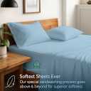 Luxury Egyptian Cotton Sheets Queen Size, Deep Pocket Fitted Sheet Fits 18"-24" Mattress, Soft, Breathable, Hotel Quality Bed Sheets, 4-Piece Queen Set, Light Blue Solid, Cooling Cotton Bedding