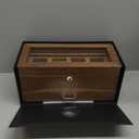 ROTHWELL 4-Slot Solid Walnut Watch Box with Valet Drawer - Premium Jewelry Display Case Organizer with Locking Glass Top and Microsuede Liner for Men & Women (Tan Interior)