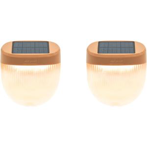 Vego garden Rippled Solar Garden Lights with Auto Sensors Magnetize Securely to Rasied Beds, IPX4 Waterproof Outdoor LED Light for Patio & Yard Terra Cotta, 2 Pack