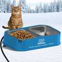 Heated Cat Bowl for Outdoor Cats, Outdoor Heated Pet Bowl with Raised Brackets to Protect Pet's Neck, 56 OZ Heated Water Food Bowls for Kitty Feral Cat, Provide Warm Water and Food in Winter. (Blue)