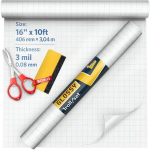 Self Adhesive Clear Glossy Laminating Roll 16” x 10ft 3 MIL Multipurpose Laminating Film Roll Peel and Stick