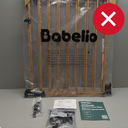 Babelio Baby Gate for Stairs & Doorways, 26-43" W 28" H No Bottom Bar| Easy Installation| One-Handed Operation| Auto-Close| Hardware Mount (Drill Needed) Safety Dog/Pet Gate (Brown Wood Pattern)