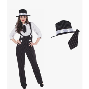 fun shack 20s Mobster Costume for Women, 1920s Gangster Outfit, Halloween Gangster Costume for Women, Vintage Style Size S