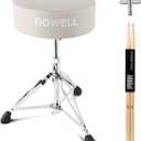 ROWELL Adjustable Drum Throne - Lightweight & Comfortable, Thick-Padded Seat, Supports Up to 330Lb, Ideal for Kids & Adults (White)
