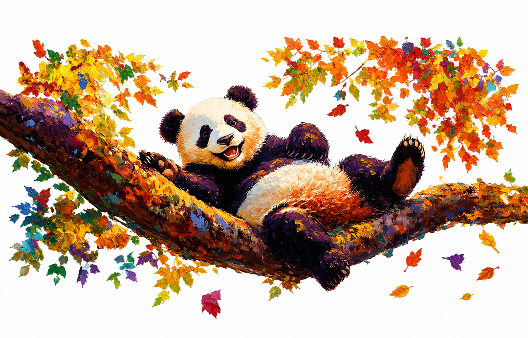 Panda Large Wall Art for Living Room Autumn Nature Tree Fall Decor Funny Animal Pictures Canvas Prints Extra Large Framed Artwork Oversized Painting for Modern Home Bedroom Kitchen 30"x60"