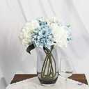 Kisflower 6pcs White Hydrangea Artificial Flowers - Faux Hydrangea Flowers, Fake Silk Flowers for Table Centerpiece, Silk Hydrangea Flowers with Stems for Home Wedding Party Decor