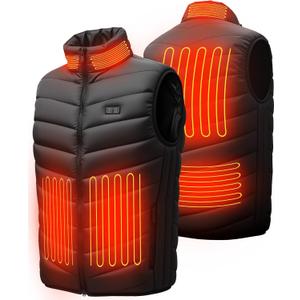 Puffer Classic Heated Vest for Men Women, 3 Heating Levels 12 Heating Zones, USB Electric Heated Vest for Outdoor Motorcycle Camping Fishing Skiing Cycling Hunting Golf, Size XL (Not Included Battery) (Black, XXL)