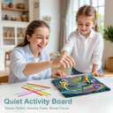 Sensory Activity Board - Large Silicone Fidget Toy for Autism, Anxiety, Stress Relief, Calming & ADHD, Double-Sided Silent Sensory Activities for 3+ Kids, Adults with Portable Travel Bag & 30 Strings