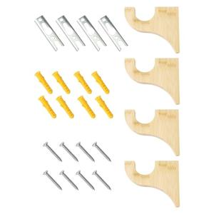 Zorqon 4Pack Wooden Curtain Rod Brackets, Wood Curtain Rod Holders for 2" Pole, Multipurpose Wooden Rod Bracket for Hanging Drapes, Inner Dia: 2inch