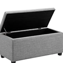 Amazon Basics Upholstered Rectangular Storage Ottoman and Entryway Bench, Polyester, Light Gray, 35.5"W x 16.5"D x 17"H