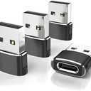 Elebase USB to USB C Adapter 4 Pack,USBC Female to A Male Car Charger,Type C Converter for iPhone 16 16e Pro Max,15 14 13 12 Plus,Apple Watch iWatch 10 9 8,iPad Air,Samsung Galaxy S25,Serial Adaptor