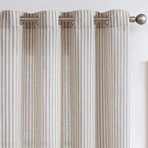 jinchan Linen Curtains for Living Room Grey Striped Curtains for Bedroom Ticking Stripe Pattern Drapes Light Filtering Pinstripe Window Treatment 2 Panels 84 inches Long