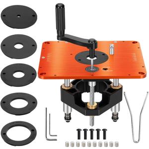3-1/2" Router Lift System, Precision Router Table Lift for 3-1/2" Diameter Motor, 9-1/4'' x 11-3/4'' Plate 5-Piece Insert Ring Kit Compatible with Bosch, Kreg, Skil, Porter, DeWalt, Craftsman, Ridgid 3-1/2" Router Lift System, Precision Router Table Lift for 3-1/2" Diameter Motor, 9-1/4'' x 11-3/4'' Plate 5-Piece Insert Ring Kit Compatible with Bosch, Kreg, Skil, Porter, DeWalt, Craftsman, Ridgid