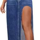 SEMATOMALA Women's Thigh High Split Maxi Denim Skirt High Waisted Cut Out High Low Asymmetrical Jeans Long Skirts ZQ-XL Blue