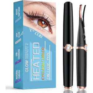 Heated Eyelash Curlers - 2 in 1 Clip- Type Heated lash Curler Best Seller Electric Eyelash Curler 3 Temp Settings for Makeup Tools USB Rechargeable Natural Curling 24H Long Lasting V2-7