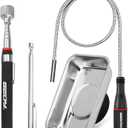 4-Piece Telescoping Magnetic Pickup Tools Set: 31in Portable Magnetic Pickup Stick, 25in Pen-Style Magnetic Pickup Tool with Pocket Clip, 20in Flexible Bendable Spring Magnet Stick, Magnet Parts Tray, 4 Pack - Multi-Tool 15LB Kit