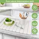 Large Stone Dish Drying Mats for Kitchen Counter, 24x16 Quick Dry Absorbent Drying Matt Kitchen Counter, Diatomaceous Earth Dish Drying Mat, Collapsible Dish Mat Dish Pads for Drying, Peal White