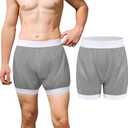 Carer Adult Diaper Cover Unisex Washable Incontinence Boxer Briefs Enclosed Elastic Leakproof Incontinence Underwear for Men Women Incontinence Supplies(Gray2X-Large) (2XL, Grey)