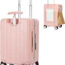 MRPLUM Carry On Luggage Double Handle Suitcase with Net Pocket,Hard Shell Spinner Wheels Luggage with TSA Lock&Seat Belt,20 inch,Pink