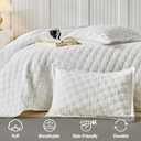 WARMDERN White Velvet Quilt Set Oversized King, Luxury Geometric Check Pattern Quilts Set, Soft Lightweight Bedspread & Coverlet, Milk Velvet Bedding Set with 2 Pillow Shams for All Season, 120" x 98"