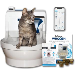 CatGenie Whoosh Self Cleaning Cat Litter Box with App Control, Automatic Self-Flushing System, Disposable Flushable Septic Safe Litter, No Scooping or Waste Drawer, Multi Cat Friendly