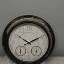 24 inch Illuminated Outdoor Clock for Patio, Waterproof with Thermometer - Large Night Light Wall Clock with Smart LED Sensor, Temperature and Humidity - Weatherproof & Easy to Read for Patio & Home