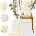 Horbaunal 12 Pack Ivory Chiffon Table Runners 10FT Sheer Chiffon Runner 29x120 Inches Romantic Boho Rustic Table Runner for Wedding Party Bridal Baby Shower Table Decorations