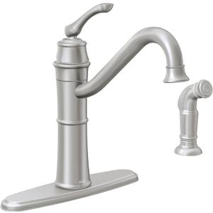 Moen Wetherly Spot Resist Stainless High-Arc Kitchen Faucet with Side Spray, 87999SRS