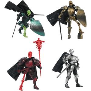 4 Set Skeleton Knight Action Figure Toy, Multi-Jointed Movable Dummy Medieval T13 Articulated Robot Figure, Fantasy Warrior Undead Skeleton Death Knights Display Model (Assembly Required)