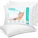Nestl 4 Pack Toddler Pillow for Sleeping 13 x 18, Small Kids Pillow for Travel, Car, School, Nap, & Toddler Bed, Machine Washable Soft Cotton Toddler Pillow 2 Year Old and Up - White