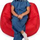 Big Joe Classic Bean Bag Chair for Kids Bedroom and Reading Nook, Easy-Clean Red, Durable Nylon Polyester Blend, 2 feet Refillable, Single
