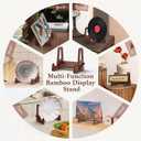 Teamkio Plate Stand for Display, 6.5 Inch Plate Holder for Cabinet, Anti-Slip Wave Display Stand for Large Deep Bowls Platters and Dishes, Bamboo Frame Holder Stand for iPad, Book, Picture, Decorative Plate(6.5'' H x 7.9" W x 5.9" D)