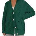 PRETTYGARDEN Womens Chunky Cardigan Sweaters 2025 Fall Oversized Cable Knit Long Sleeve Open Front Cardigans Winter Clothing (Dark Green,Small)