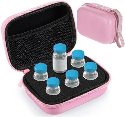 Teenyyou 6 Slots Insulin Peptide Fridge Carrying Case Vial Holder Storage Protector Bag, Fits Standard 10ml Vials, Insulin Cooler Travel Kits Case Organizer Diabetes Protector(Pink)