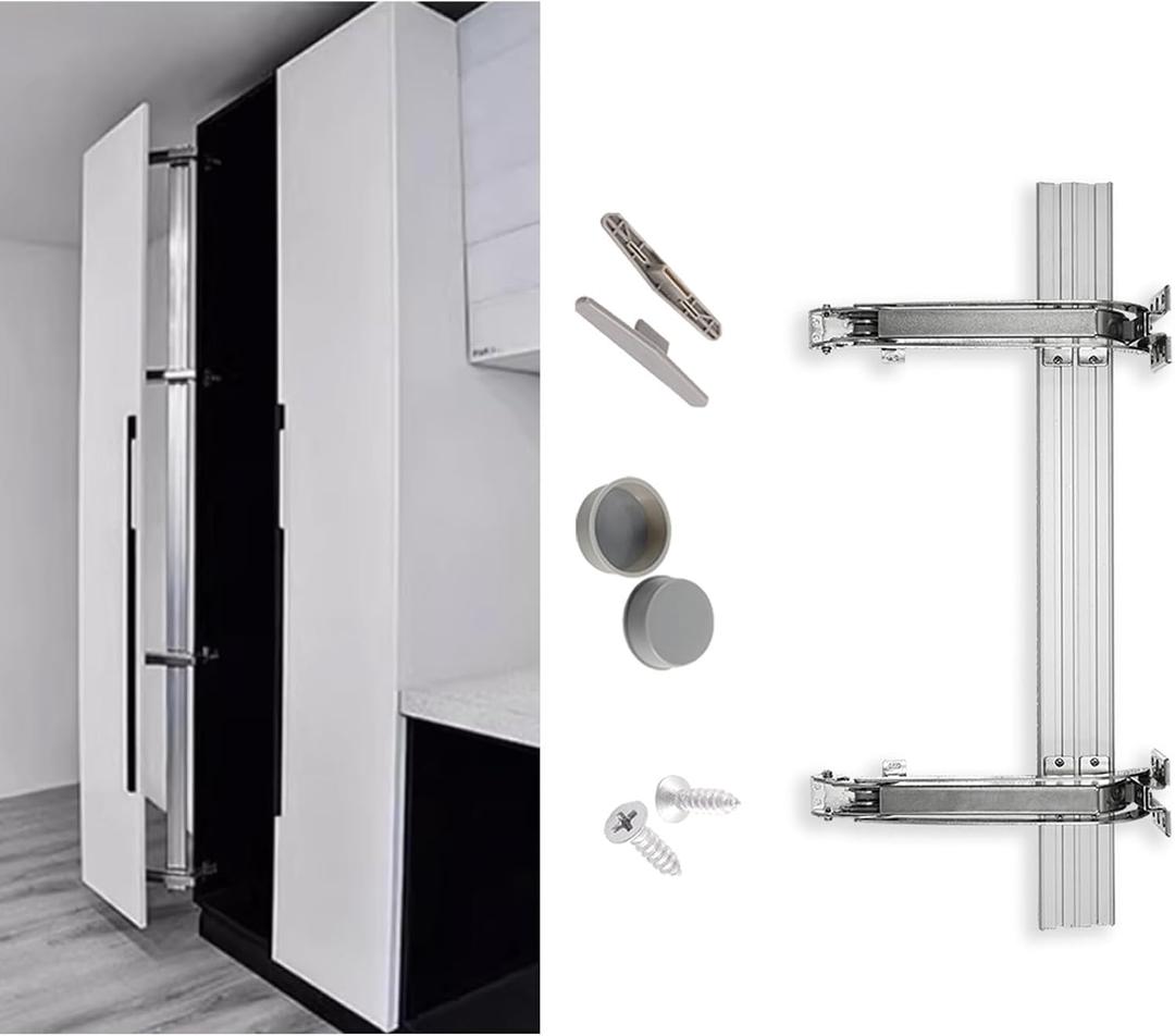 1 Set Opening Door Hinge Set 180 Parallel Opening Cabinet Wardrobe Door Sliding Load-Bearing 17.6lbs Heavy Duty Hinge