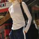 Womens Long Sleeve Turtleneck Shirt Crop Basic Tops Slim Fitted Top Going Out Y2K T Shirts (White, S)