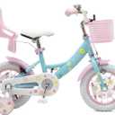 Bixike Girls Bike with Basket for Toddlers and Kids Aged 3-14 Years Old, 12 14 16 18 Inch with Training Wheels & Doll Seat, 20 Inch with Kickstand & Rear Rack, Princess Style Bicycle for Gift.