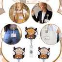 Whaline 6Pcs Highland Cow Badge Reel Retractable with Clips Cute Cow ID Card Name Badge Holder for Nurse Doctor Teacher Student Office School Supplies