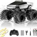 Amphibious Remote Control Car, 1:18 Monster Truck Toys for Boys RC Cars, 2.4 GHz Waterproof RC Trucks, 4WD All Terrain Off-Road Pickup, Kids Christmas Birthday Gifts Present Boys Girls Toys Ages 6+ (Silver)