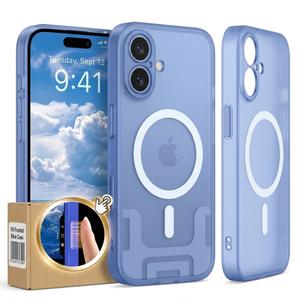 Frosted translucent iPhone case featuring an integrated magnetic ring (MagSafe compatible) for iPhone 16 or iPhone 16 Plus