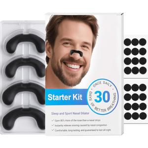 Nasal Strips for Snoring, Extra Strength Snoring Solution Nose Strips, Improve Breathing and Sleep Quality (30 Count*2, Black)