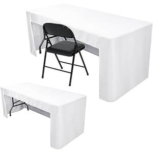 Nasitos 2 Pack White Fitted Table Cloth for 4 Feet Tables-Open Back Folding Christmas Table Cover Washable Table Cloth for Rectangular Table, Parties, Wedding, Banquet, Jewelry Shows, Craft Fair