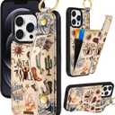 Petitian for iPhone 12/12 Pro Wallet Case - Women Girls Cute Girly Aesthetic Unique Design Leather Credit Card Holder Phone Cover Stand Wristband for iPhone 12/12 Pro, Western Cowboy