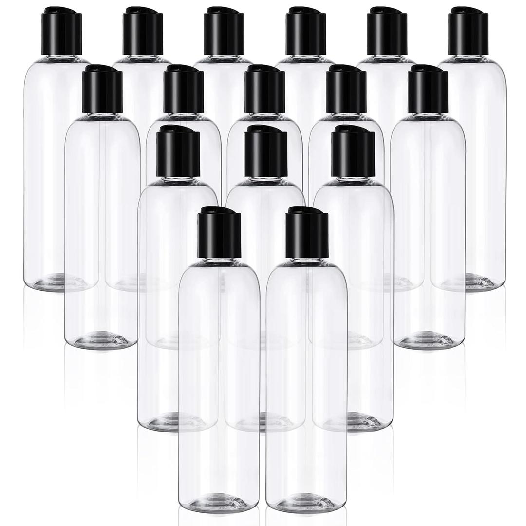 Zubebe 36 Pcs Plastic Travel Bottles with Disc Top Flip Cap Empty Refillable Squeeze Travel Containers for Shampoo Lotions Cream Toiletries Liquid Body Soap (Clear, 8 oz)